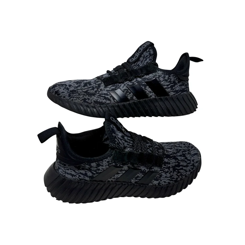 Adidas Kaptir Men's Sz 8.5 Grey Black Digital Camo Knit Running Shoes PWJ 001004